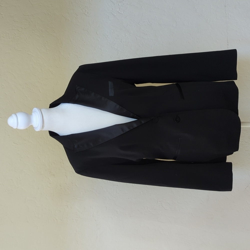 LC Lauren Conrad Black Tuxedo Blazer Jacket with Burgundy Lining Size 8